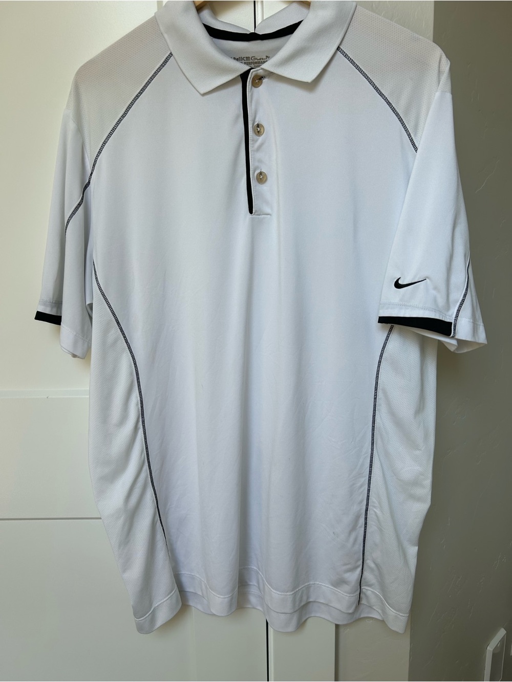 Nike White Golf Tour Performance Polo with Black Contrast Trim